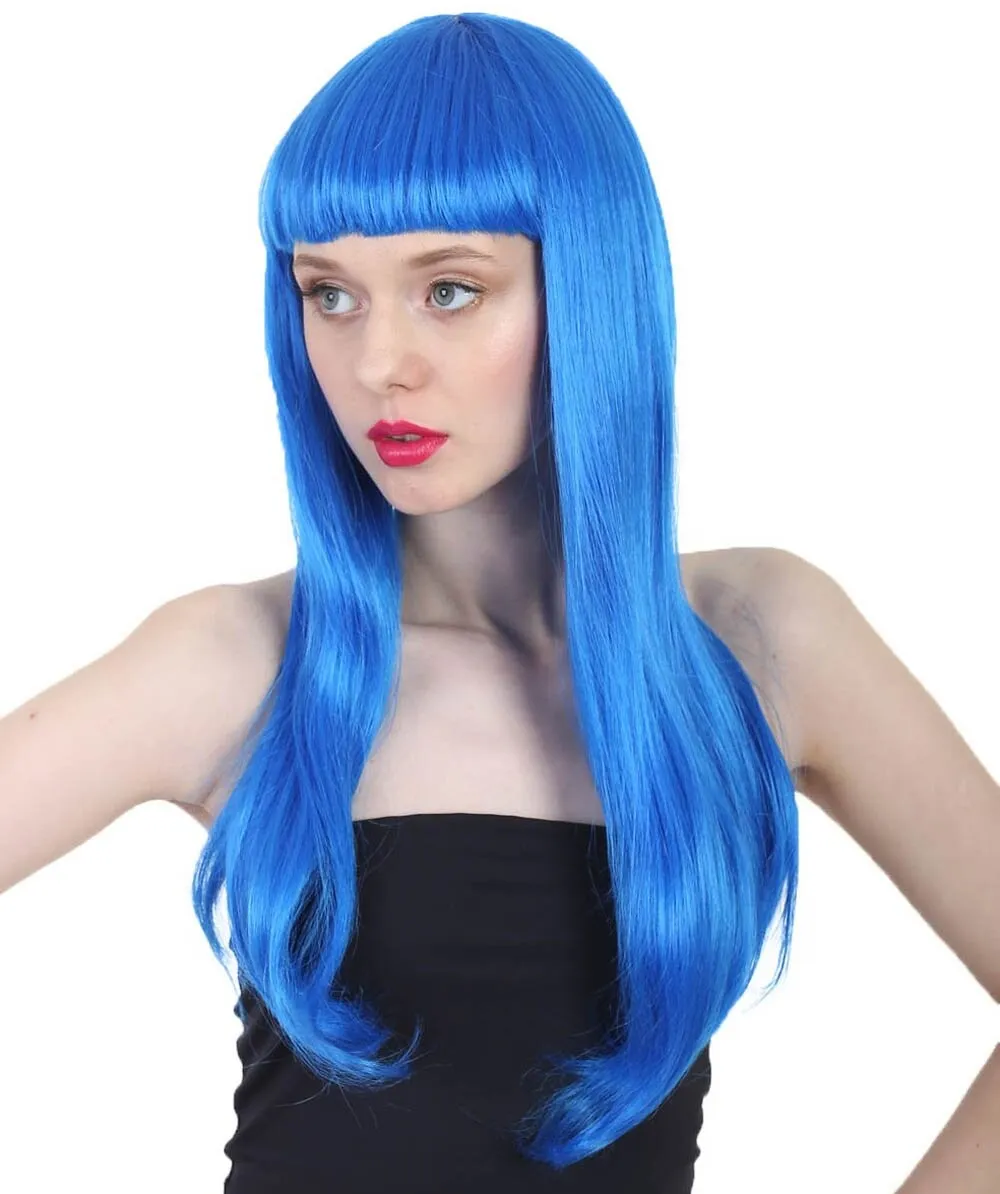Adult Women's Long Length Party Girl Blonde Wig with Bangs |  Multiple Color Option | Flame-retardant Synthetic Fiber Hair