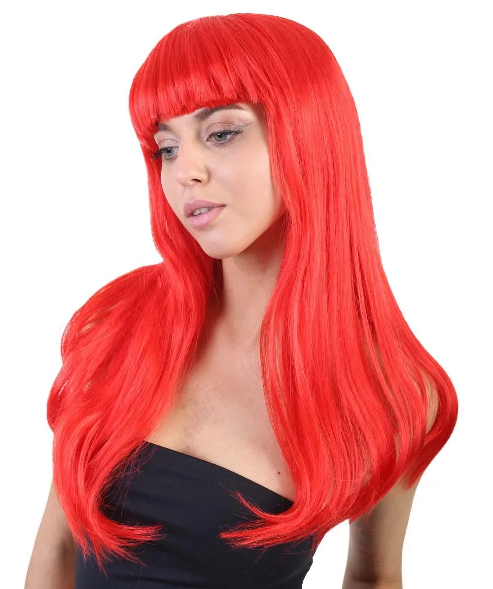 Adult Women's Long Length Party Girl Blonde Wig with Bangs |  Multiple Color Option | Flame-retardant Synthetic Fiber Hair