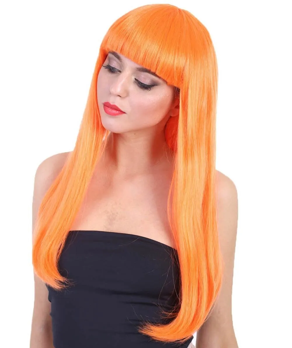 Adult Women's Long Length Party Girl Blonde Wig with Bangs |  Multiple Color Option | Flame-retardant Synthetic Fiber Hair