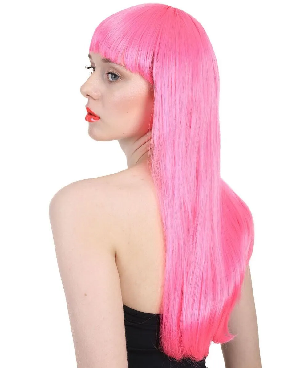 Adult Women's Long Length Party Girl Blonde Wig with Bangs |  Multiple Color Option | Flame-retardant Synthetic Fiber Hair