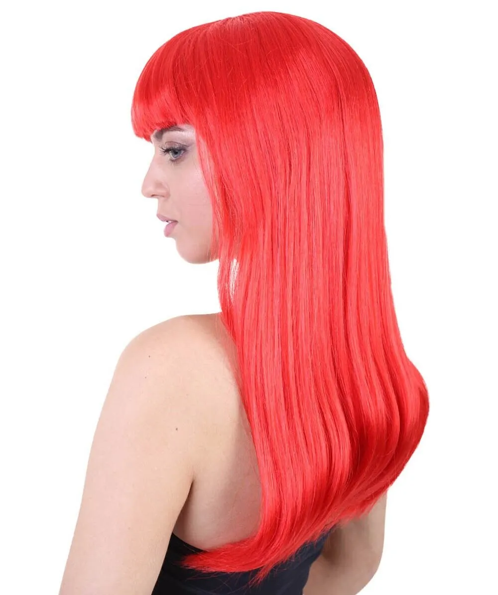 Adult Women's Long Length Party Girl Blonde Wig with Bangs |  Multiple Color Option | Flame-retardant Synthetic Fiber Hair