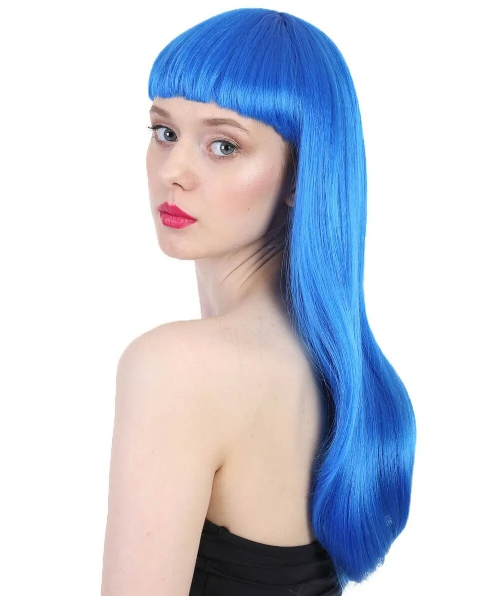 Adult Women's Long Length Party Girl Blonde Wig with Bangs |  Multiple Color Option | Flame-retardant Synthetic Fiber Hair