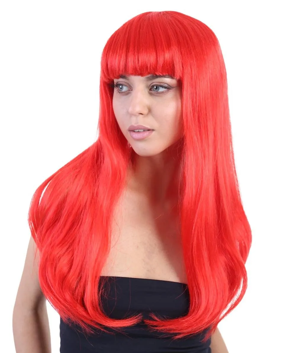 Adult Women's Long Length Party Girl Blonde Wig with Bangs |  Multiple Color Option | Flame-retardant Synthetic Fiber Hair