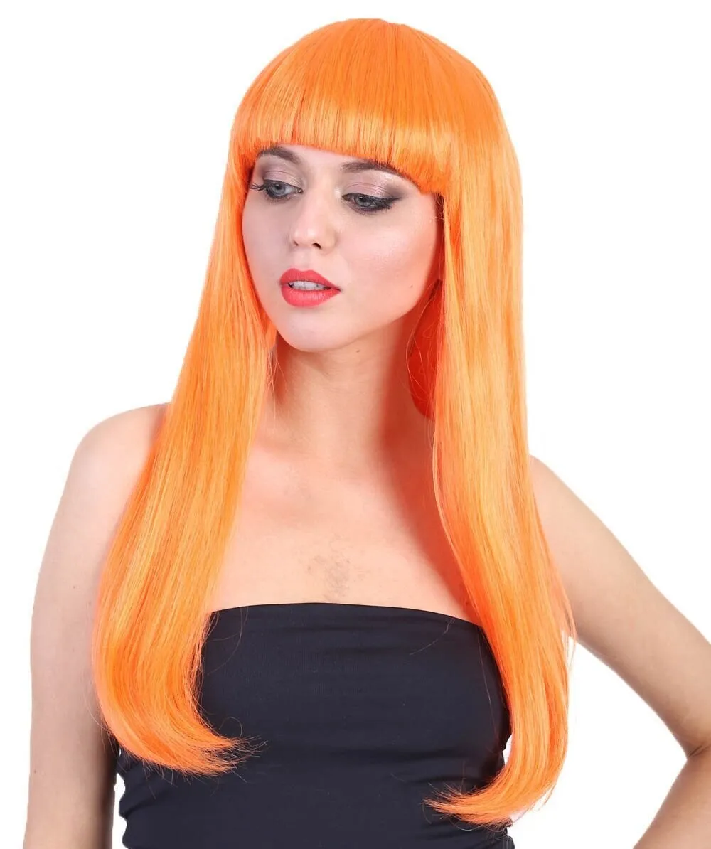 Adult Women's Long Length Party Girl Blonde Wig with Bangs |  Multiple Color Option | Flame-retardant Synthetic Fiber Hair