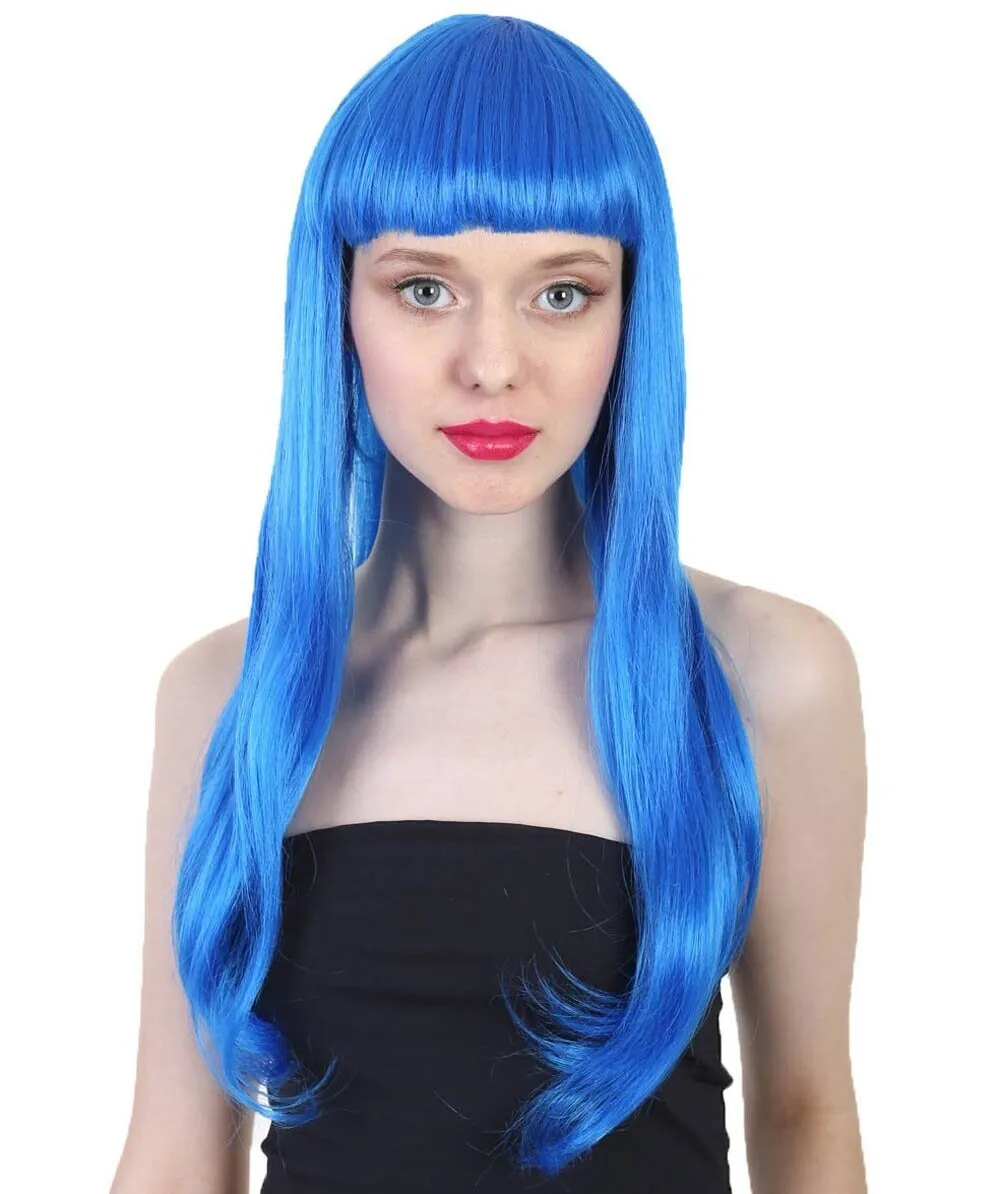 Adult Women's Long Length Party Girl Blonde Wig with Bangs |  Multiple Color Option | Flame-retardant Synthetic Fiber Hair