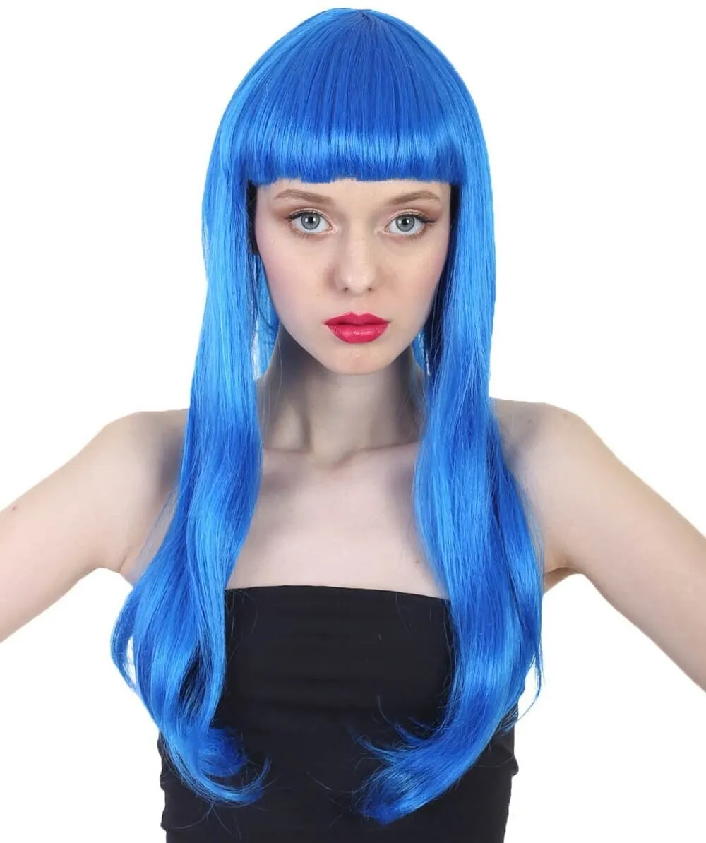 Adult Women's Long Length Party Girl Blonde Wig with Bangs |  Multiple Color Option | Flame-retardant Synthetic Fiber Hair