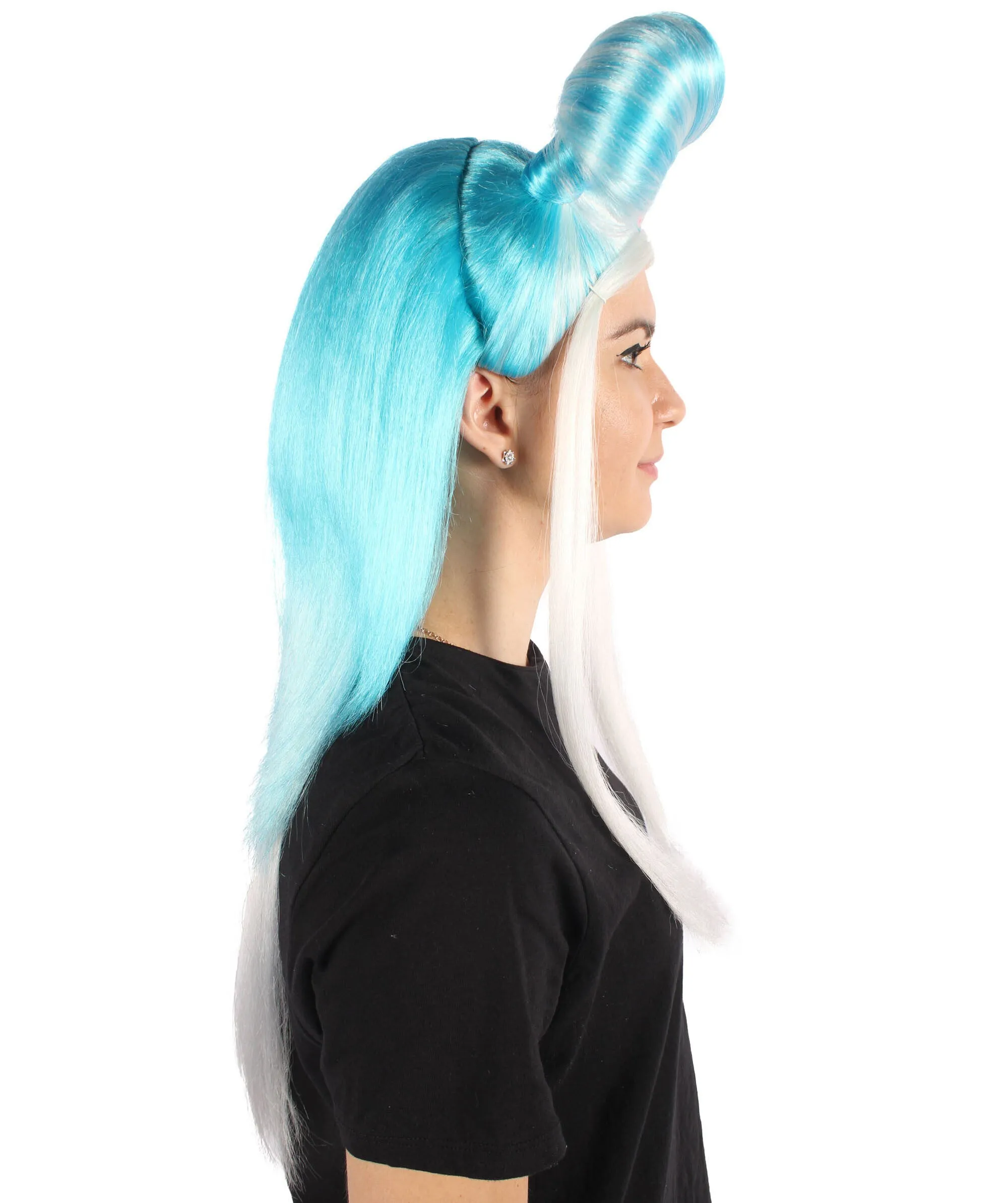 Adult Women's Pink & Blue High Pony Bun| Halloween and Cosplay Wig