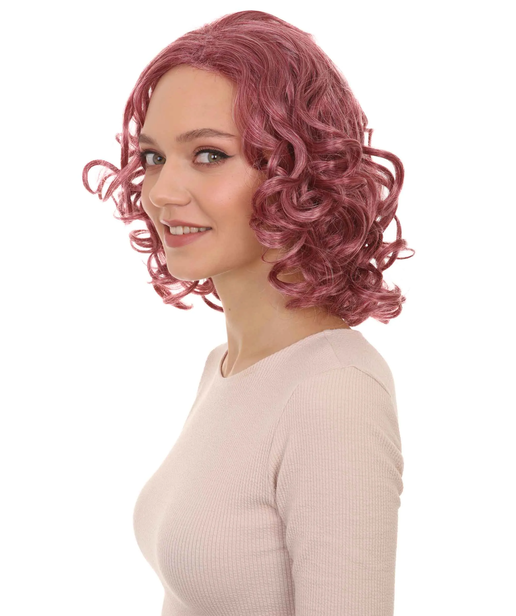Adult Women's Pink Curly Wig | Party Ready Fancy Cosplay Halloween Wig | Premium Bretheble Capless Cap.