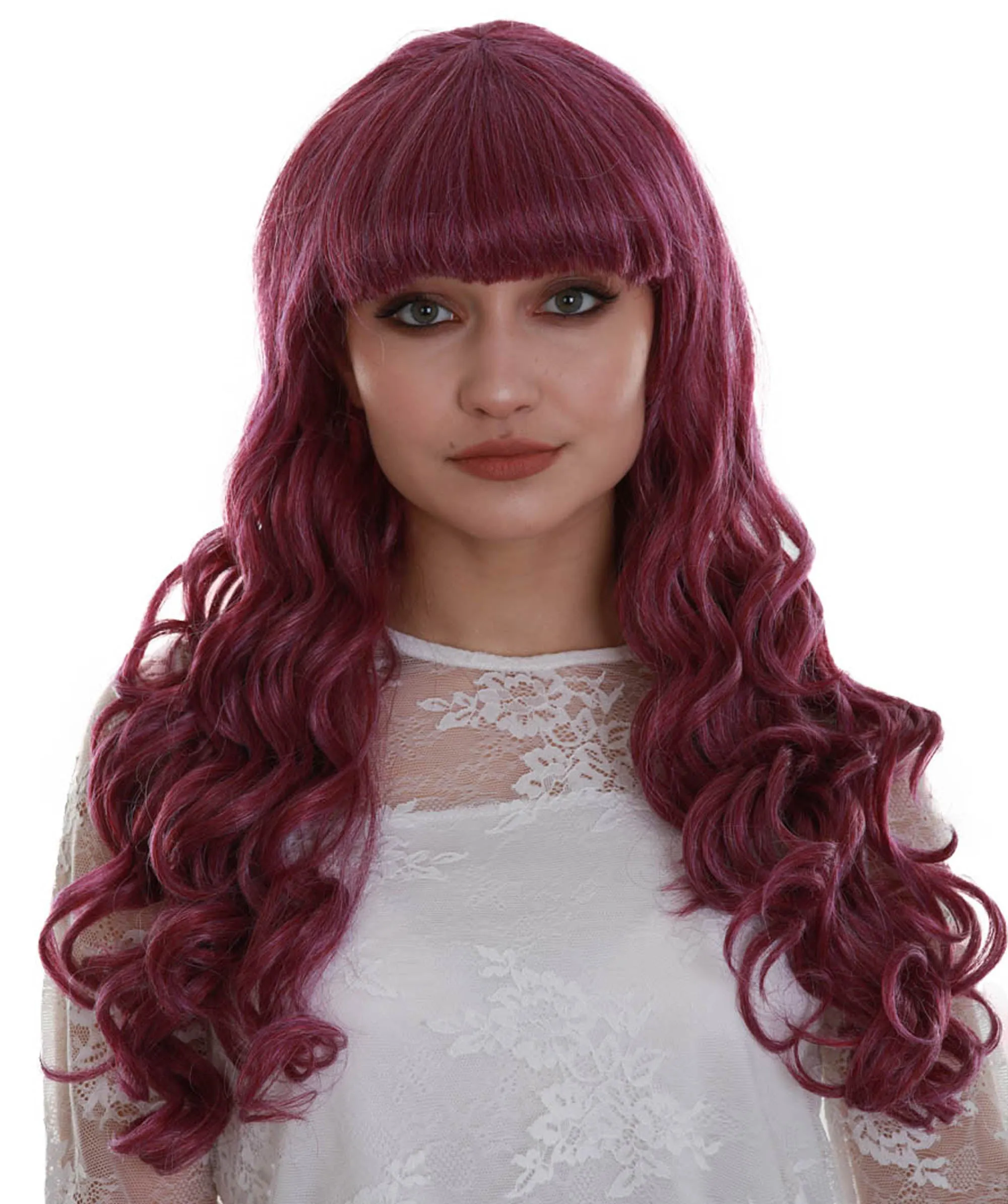 Adult Women's Red Color Curly Long Length Trendy Wig