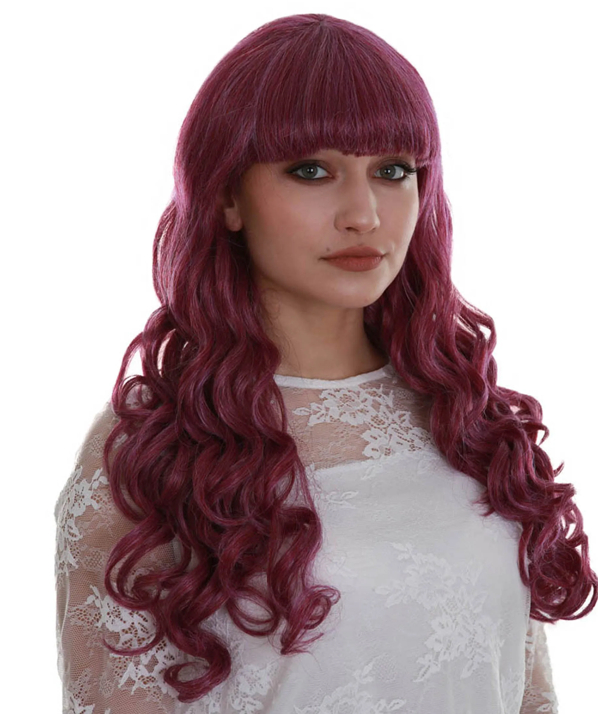 Adult Women's Red Color Curly Long Length Trendy Wig