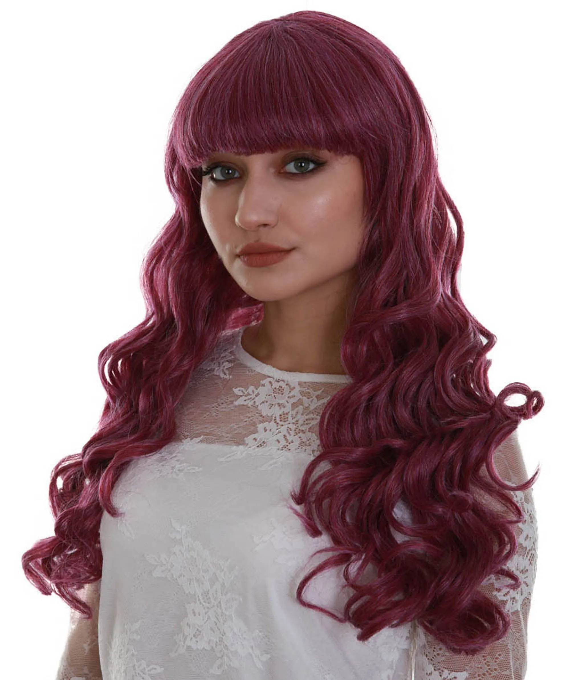 Adult Women's Red Color Curly Long Length Trendy Wig