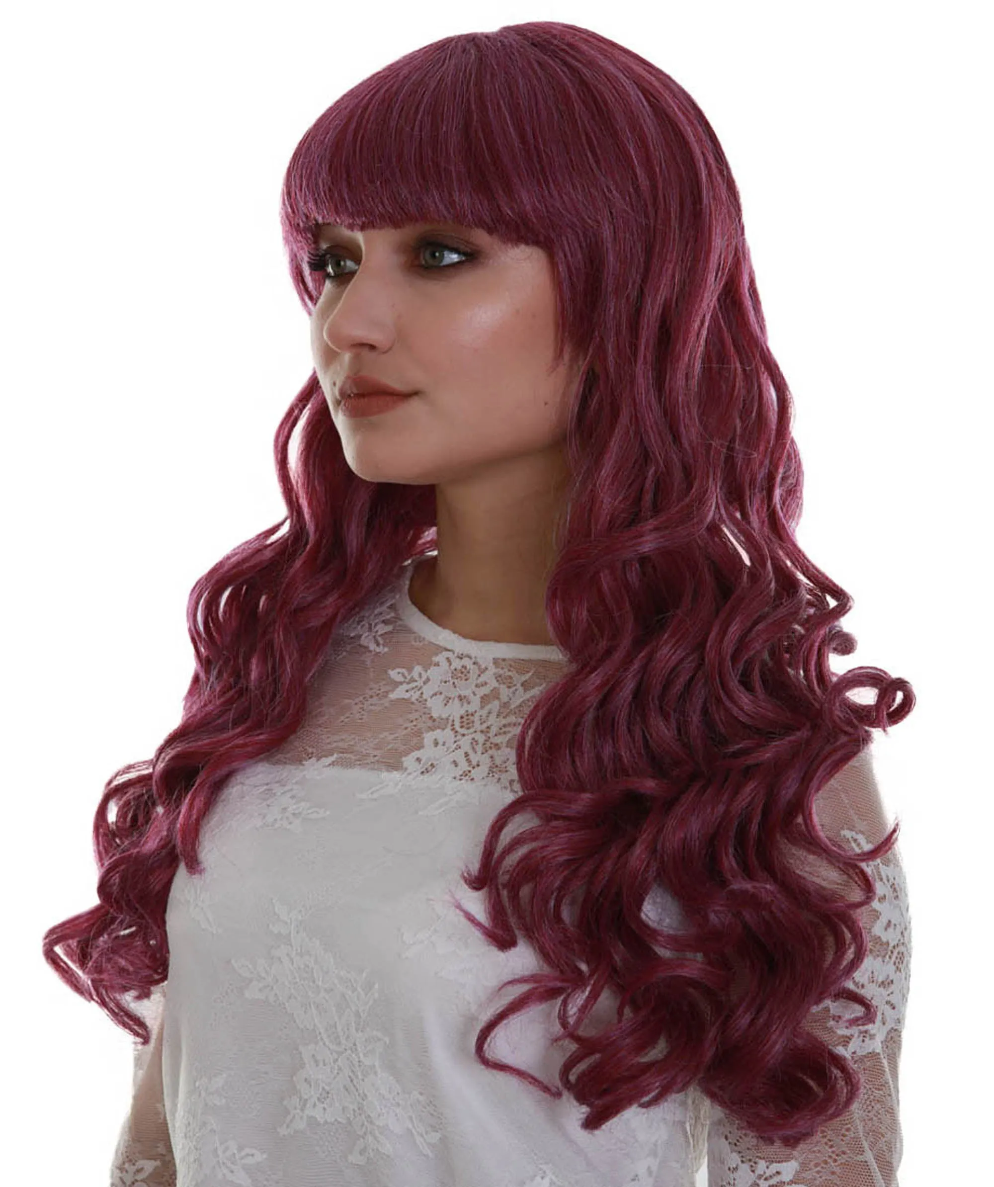 Adult Women's Red Color Curly Long Length Trendy Wig