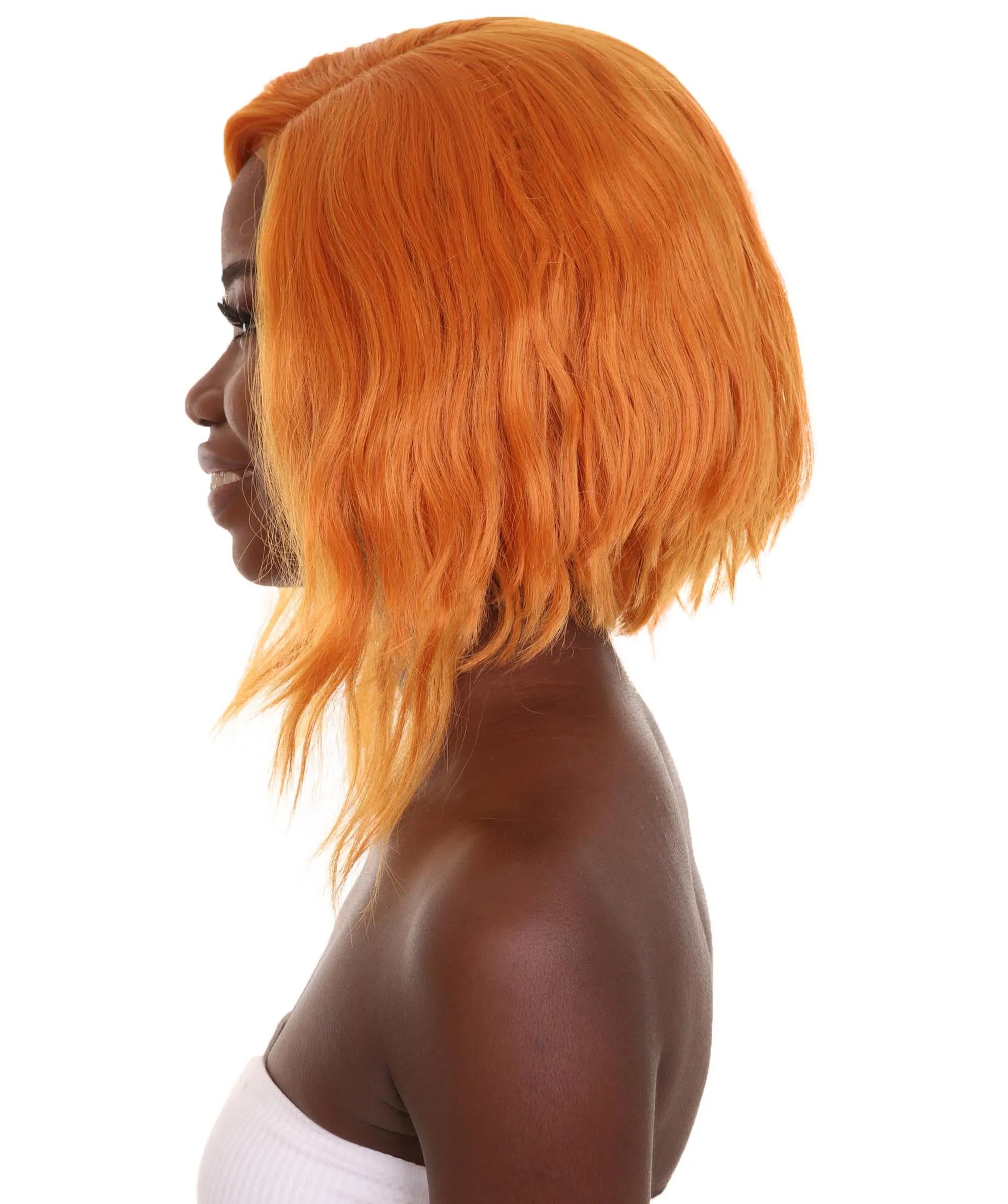 American Singer and Rapper Inspired Wig - Shoulder Length Luminous Ginger Orange  Hair - Lace Front Heat Resistant Fibers