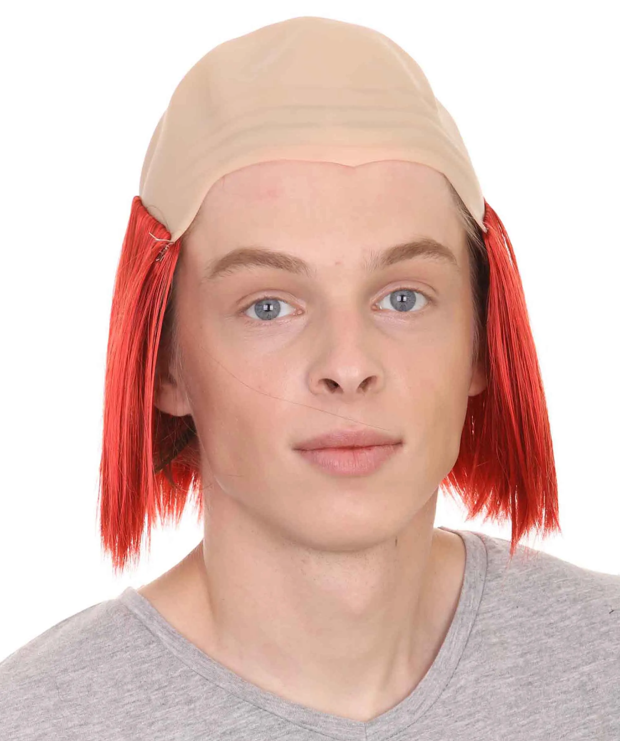 Bald Straight Mens Clown Red Wig | Wig With Bald Cap