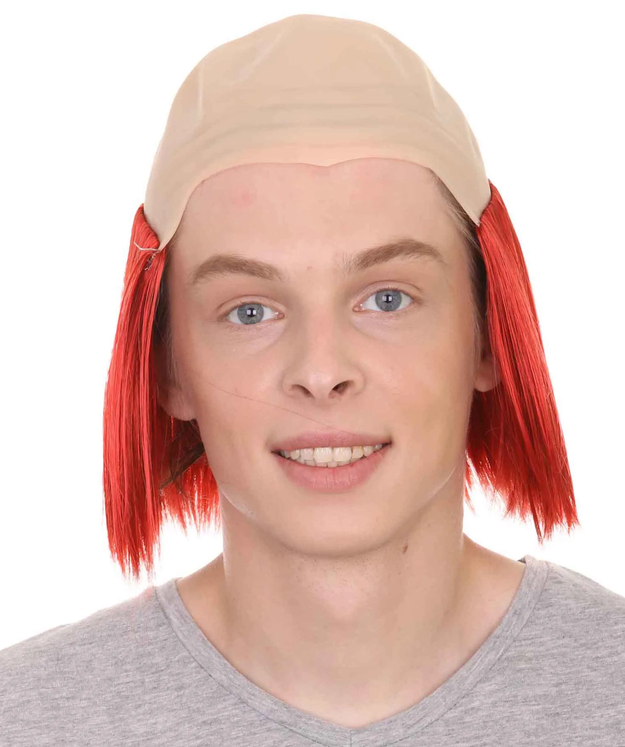 Bald Straight Mens Clown Red Wig | Wig With Bald Cap