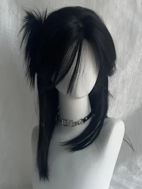 Black Above Bust Length Straight Synthetic Wig With Bangs