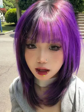 Black and purple wig KF11139
