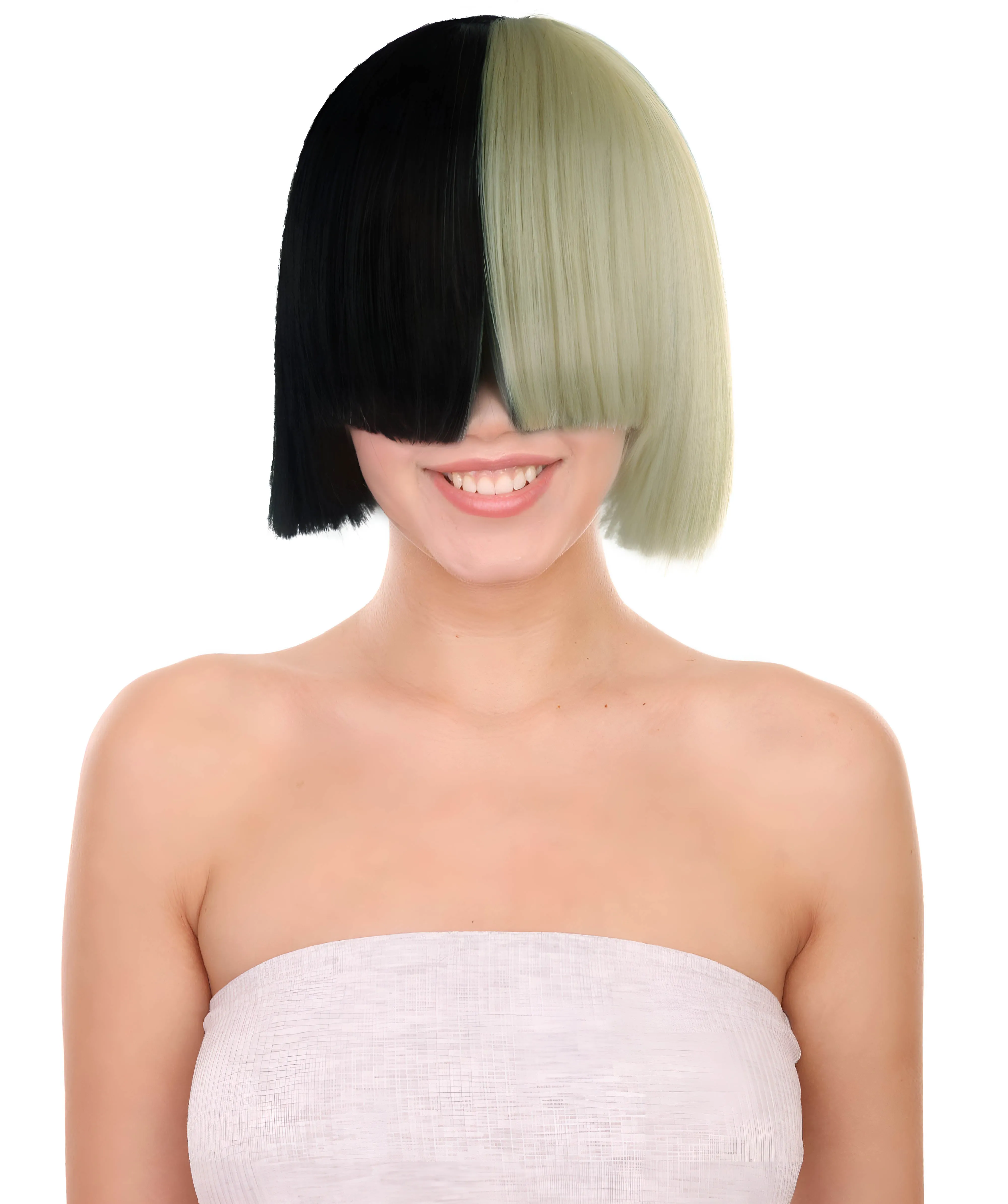 Black and White Split Dye Bob with Bangs | Multiple Color & Style Options