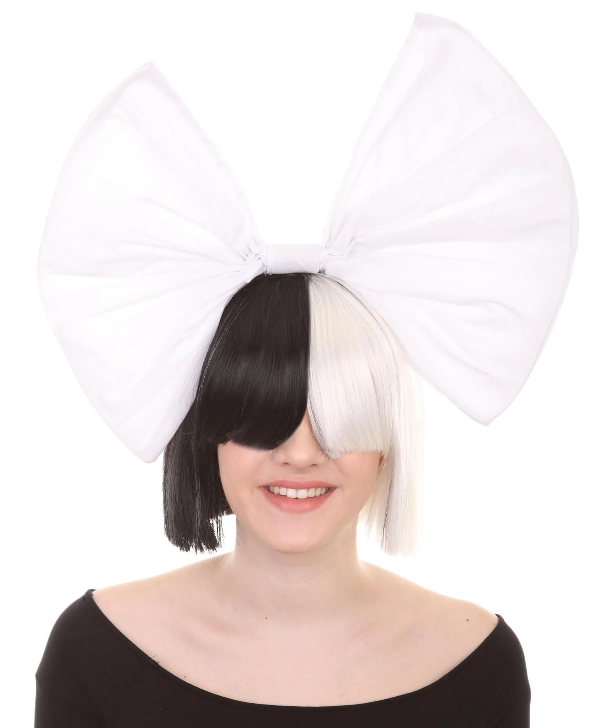 Black and White Split Dye Bob with Bangs | Multiple Color & Style Options