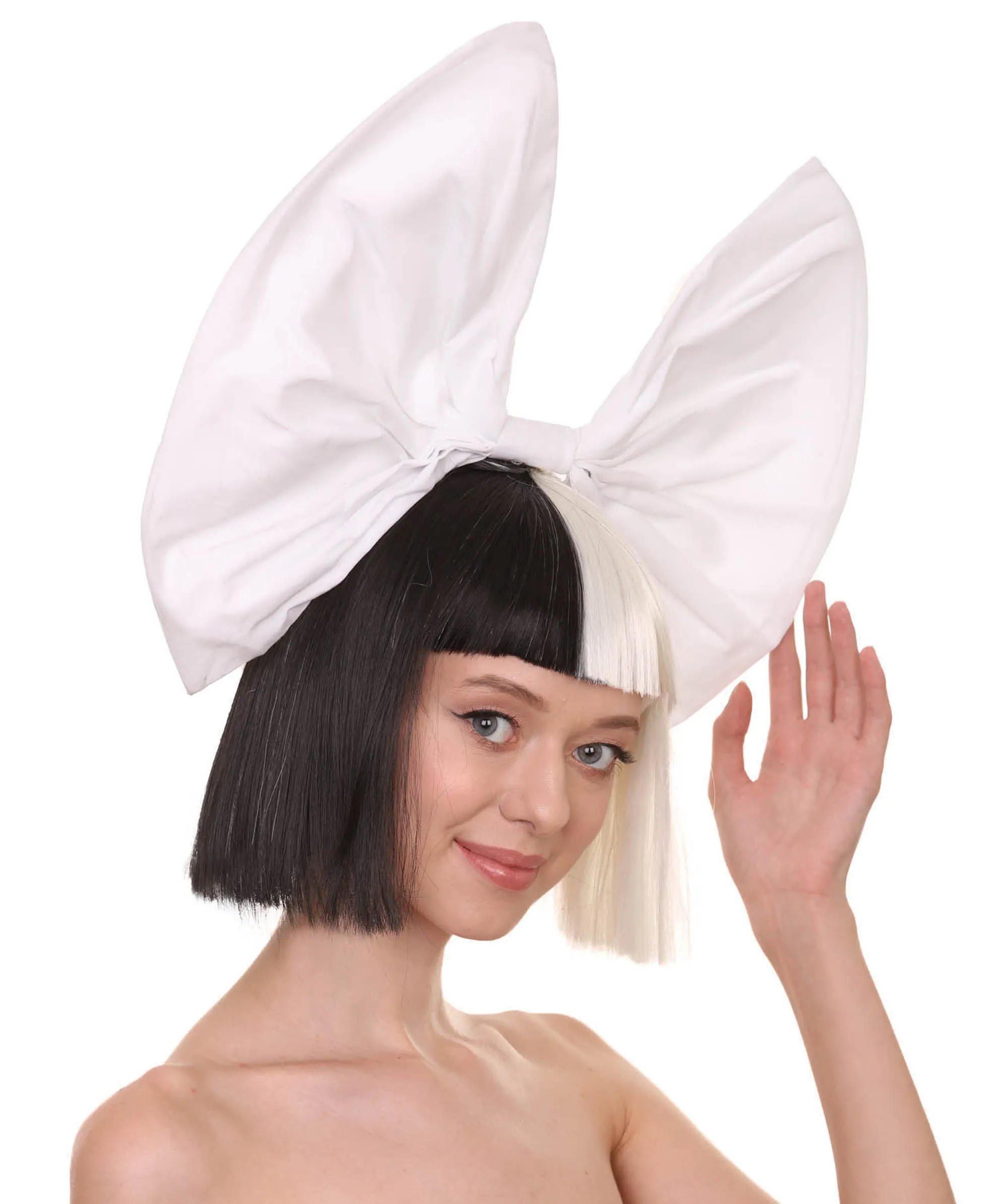 Black and White Split Dye Bob with Bangs | Multiple Color & Style Options