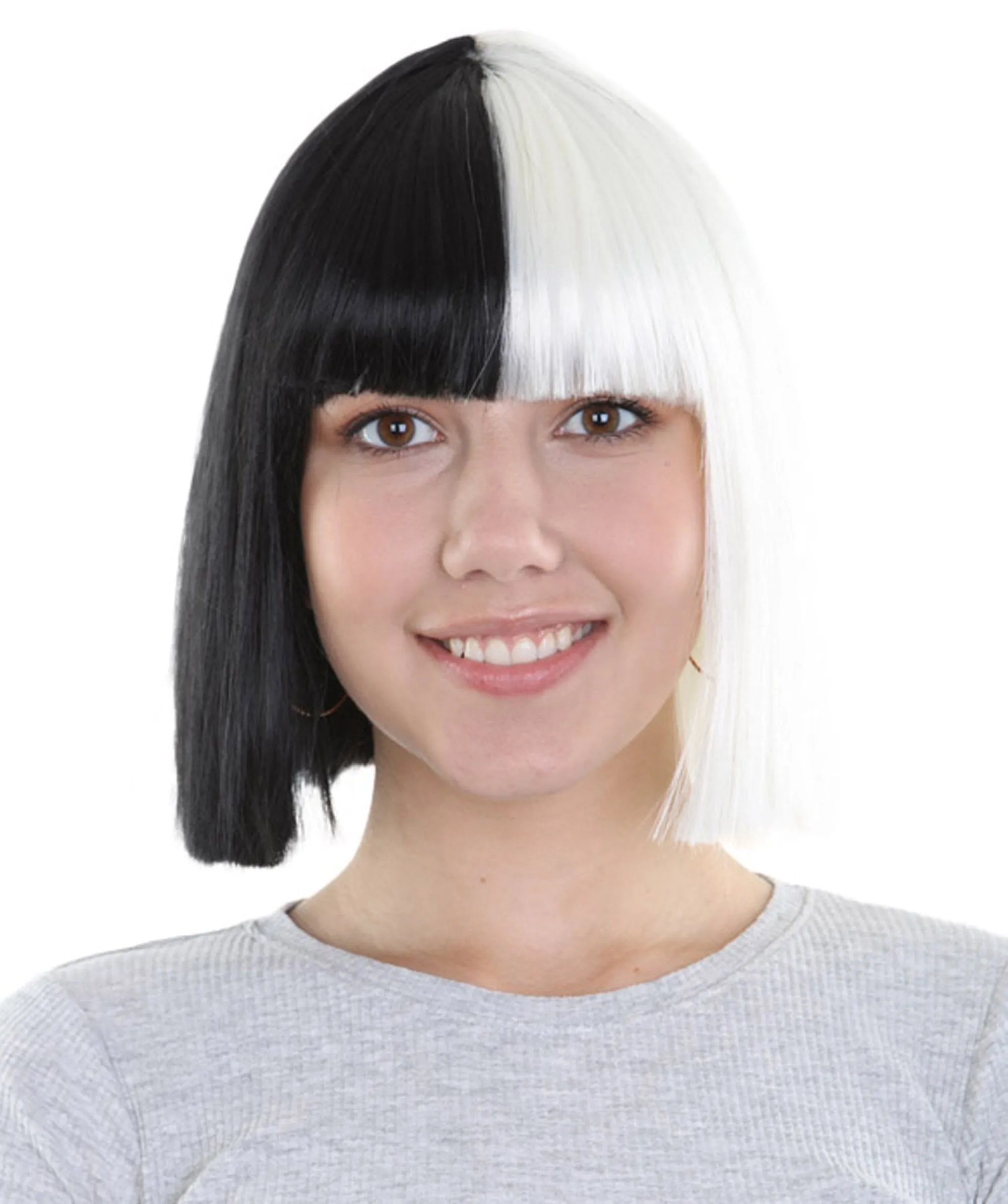 Black and White Split Dye Bob with Bangs | Multiple Color & Style Options