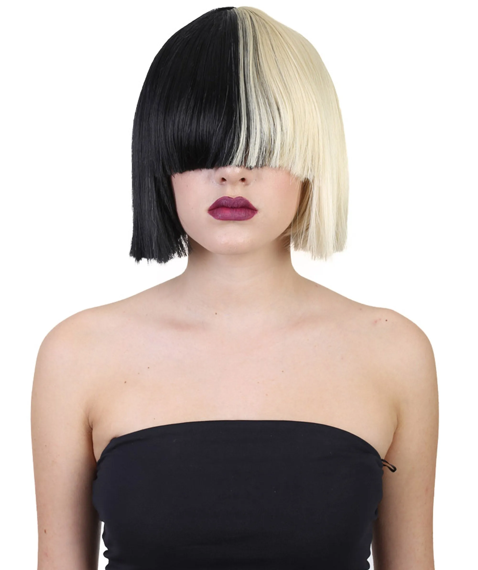 Black and White Split Dye Bob with Bangs | Multiple Color & Style Options