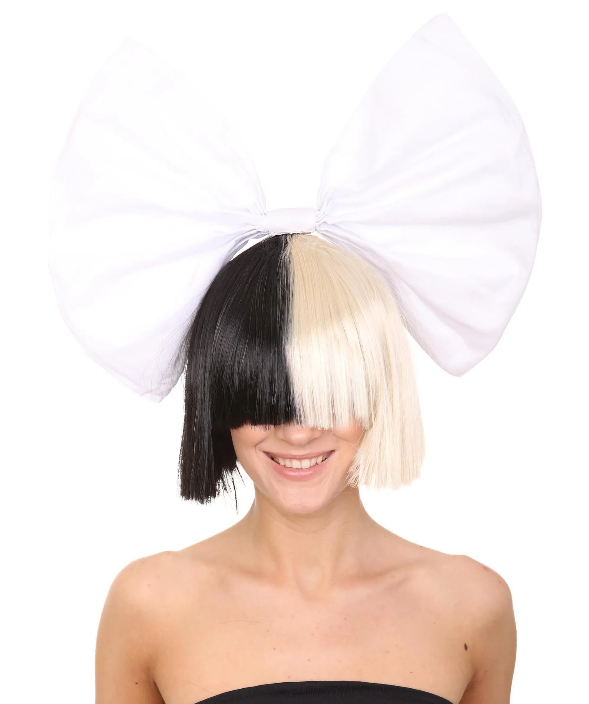 Black and White Split Dye Bob with Bangs | Multiple Color & Style Options