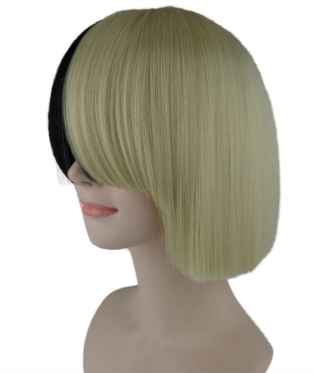 Black and White Split Dye Bob with Bangs | Multiple Color & Style Options