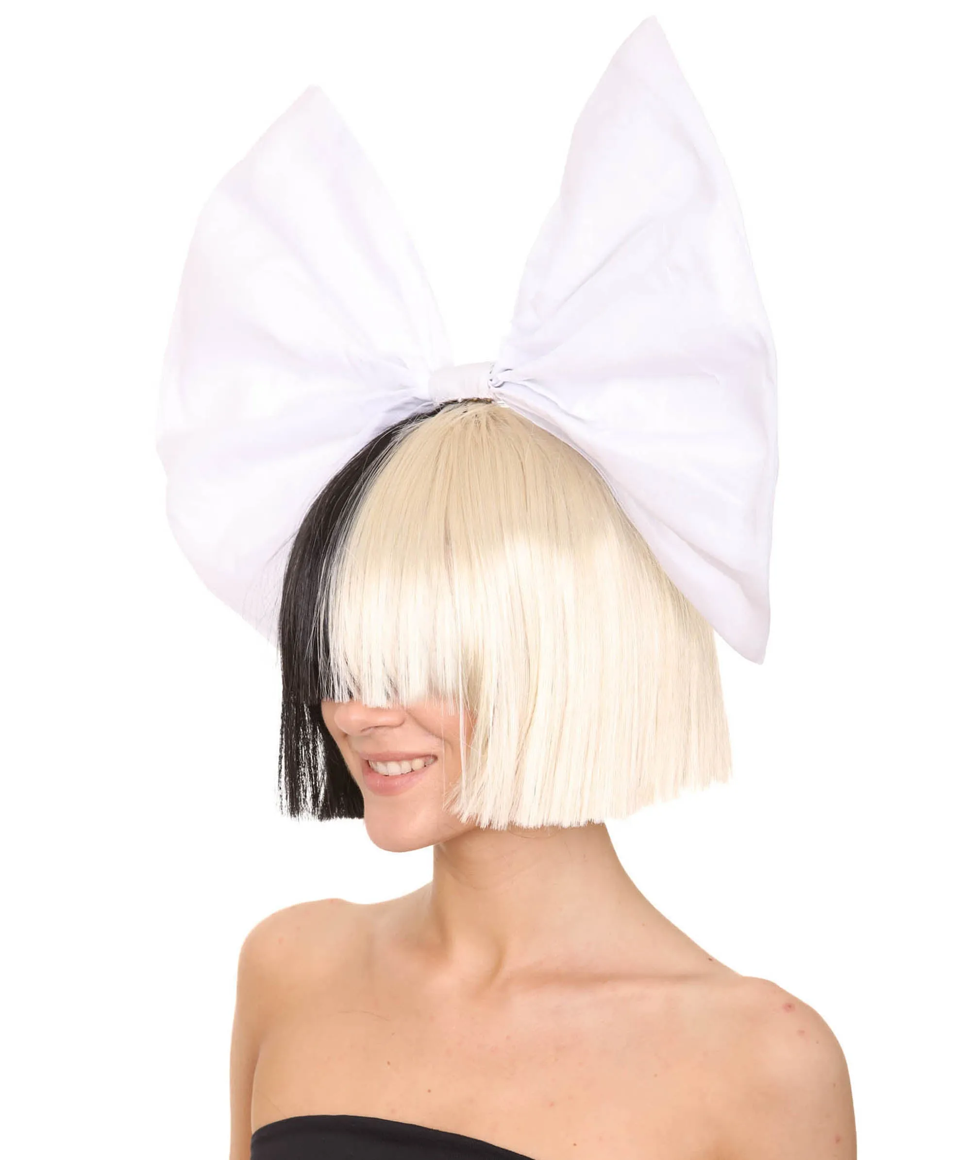 Black and White Split Dye Bob with Bangs | Multiple Color & Style Options