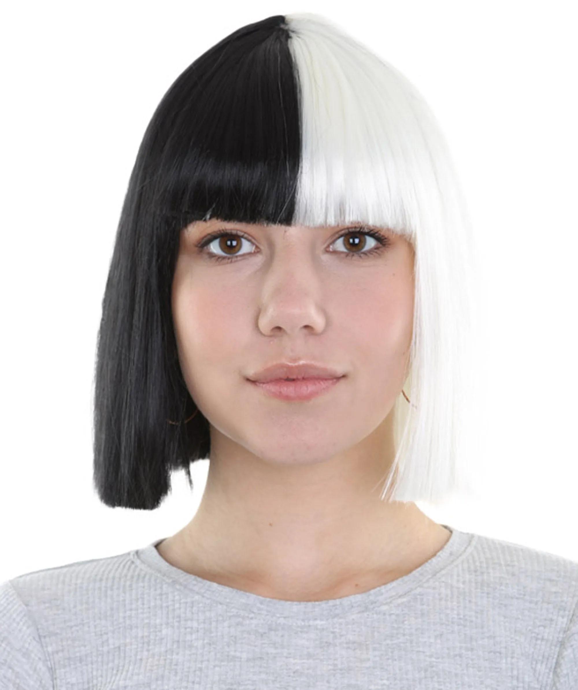 Black and White Split Dye Bob with Bangs | Multiple Color & Style Options