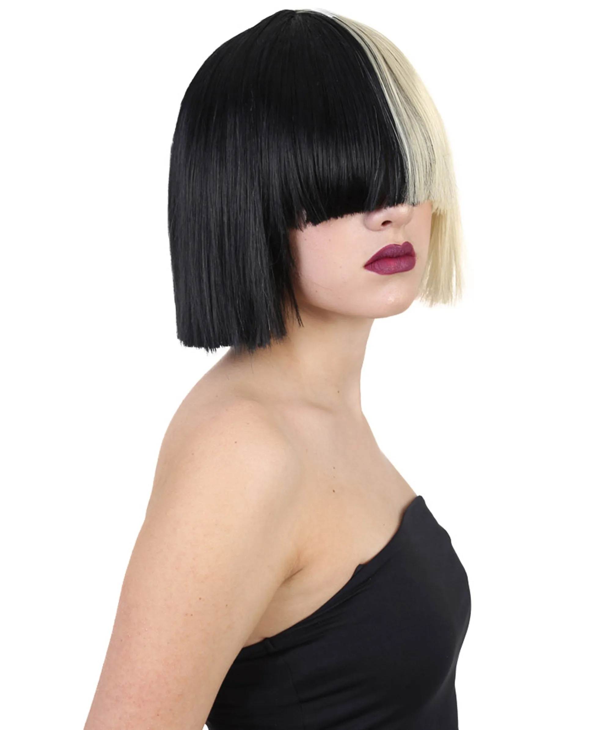 Black and White Split Dye Bob with Bangs | Multiple Color & Style Options