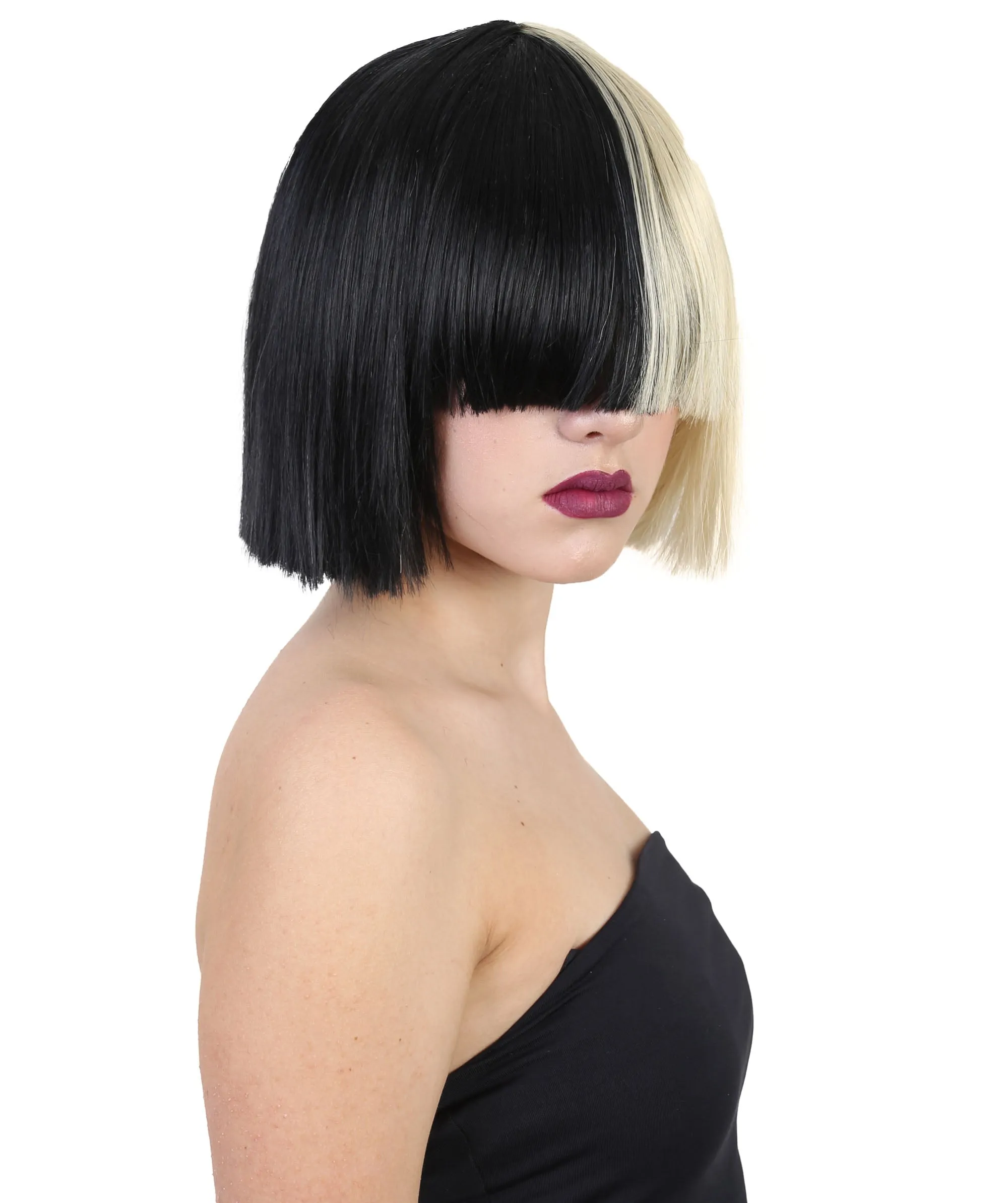 Black and White Split Dye Bob with Bangs | Multiple Color & Style Options