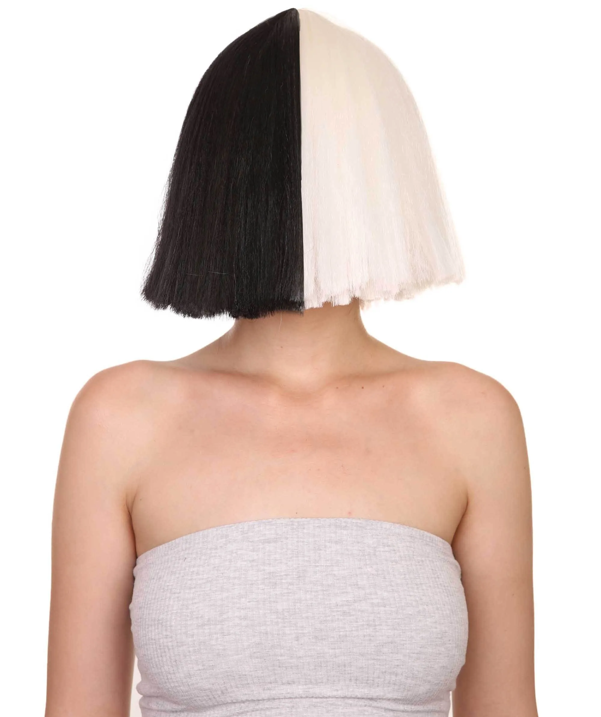 Black and White Split Dye Bob with Bangs | Multiple Color & Style Options
