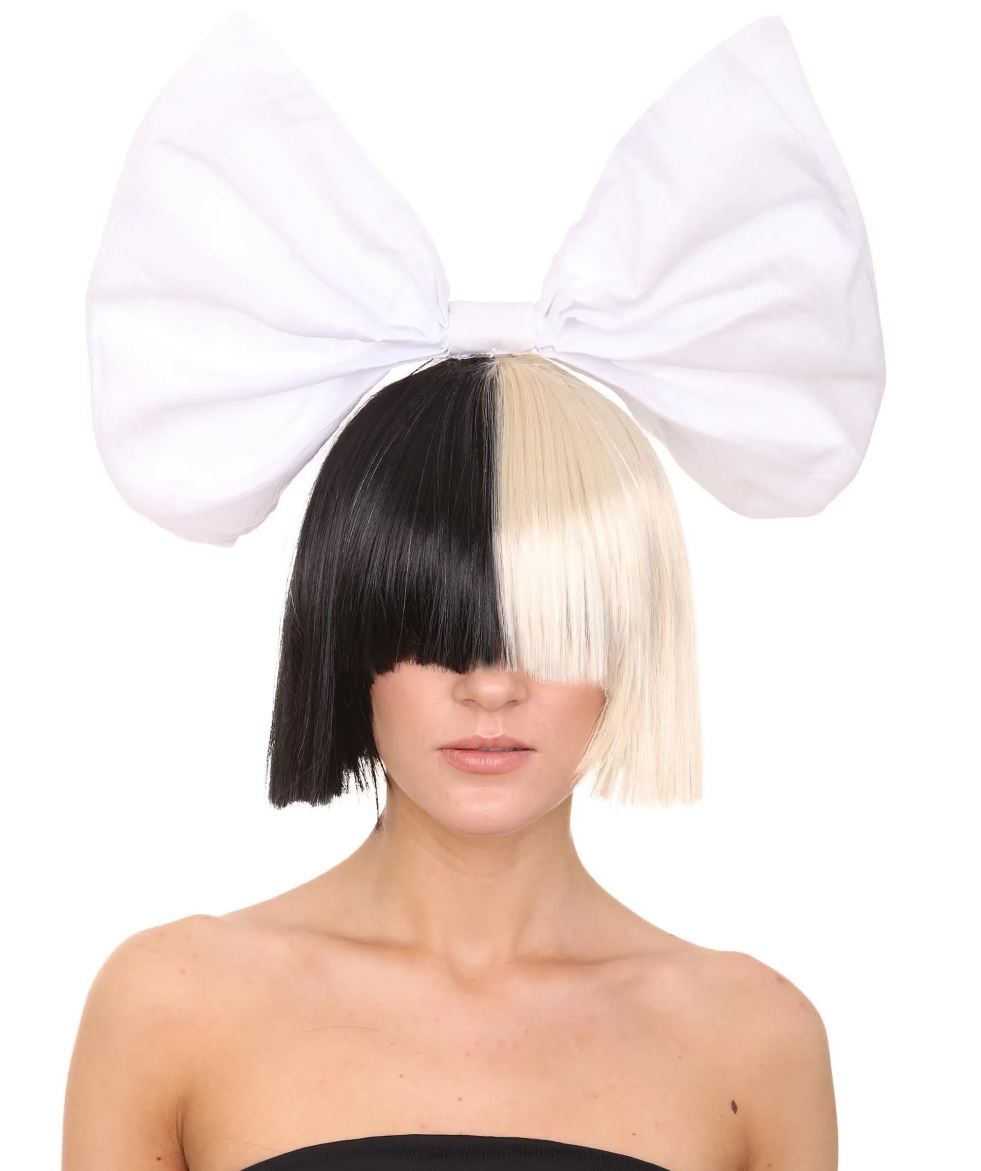 Black and White Split Dye Bob with Bangs | Multiple Color & Style Options