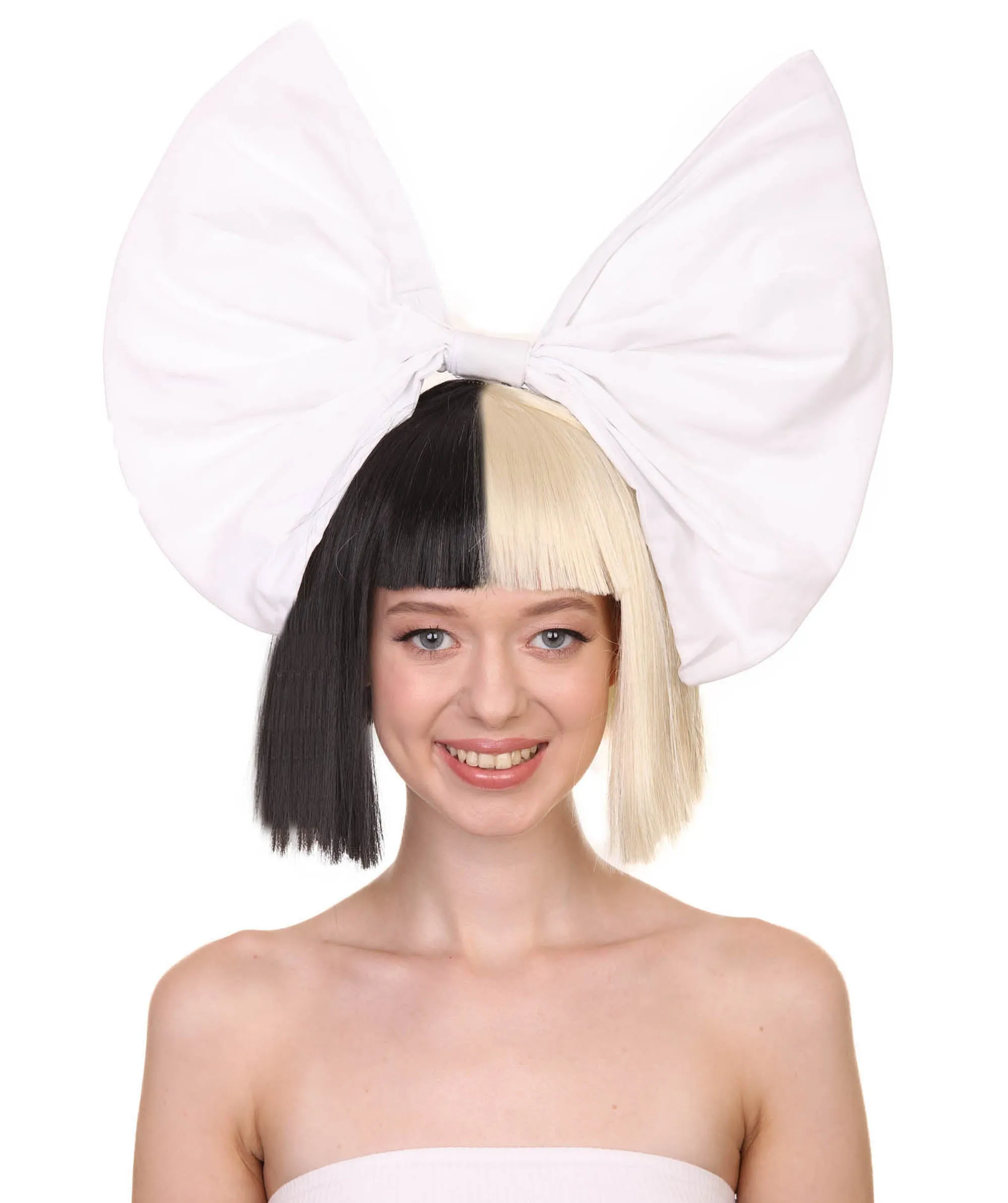 Black and White Split Dye Bob with Bangs | Multiple Color & Style Options