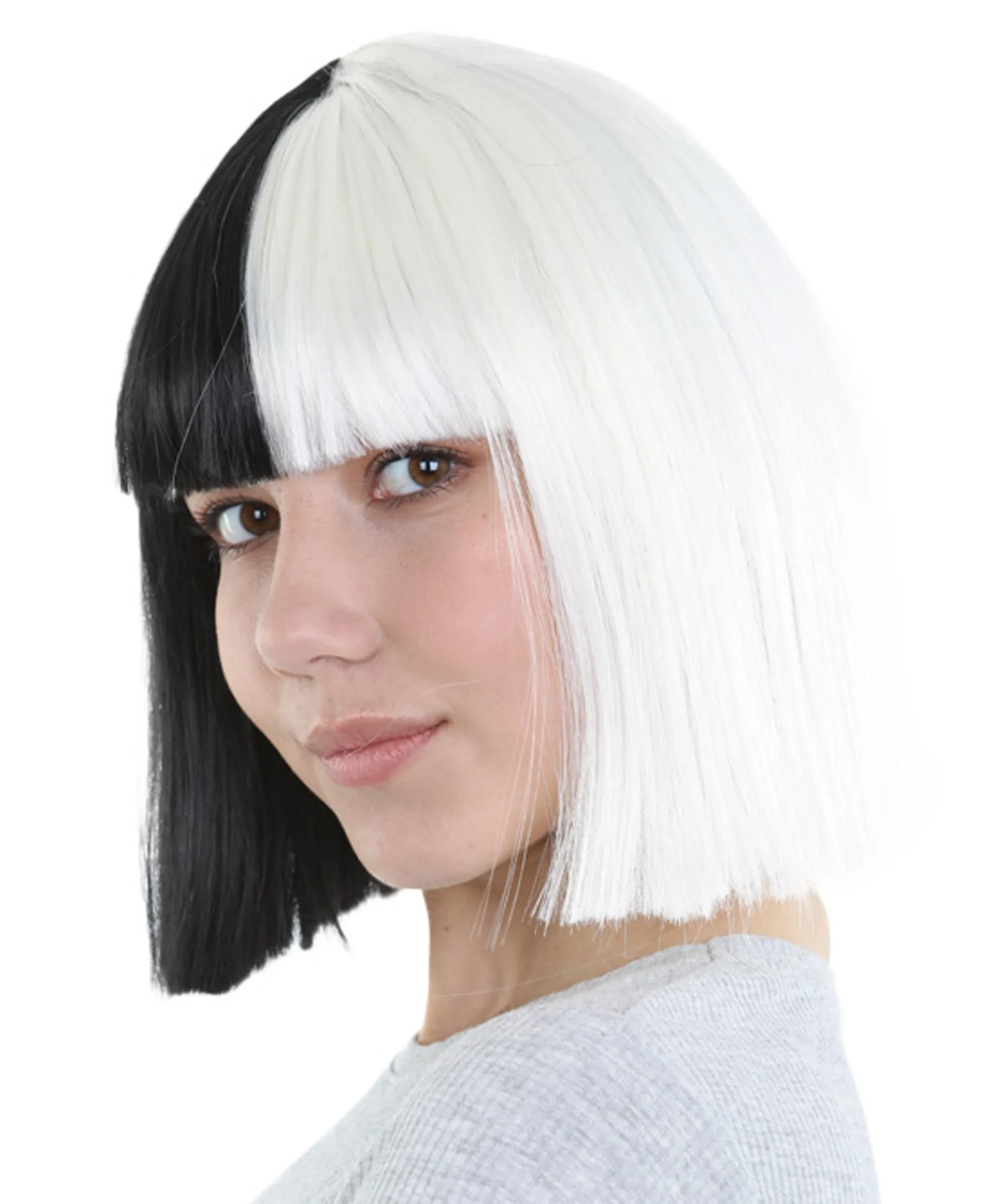 Black and White Split Dye Bob with Bangs | Multiple Color & Style Options