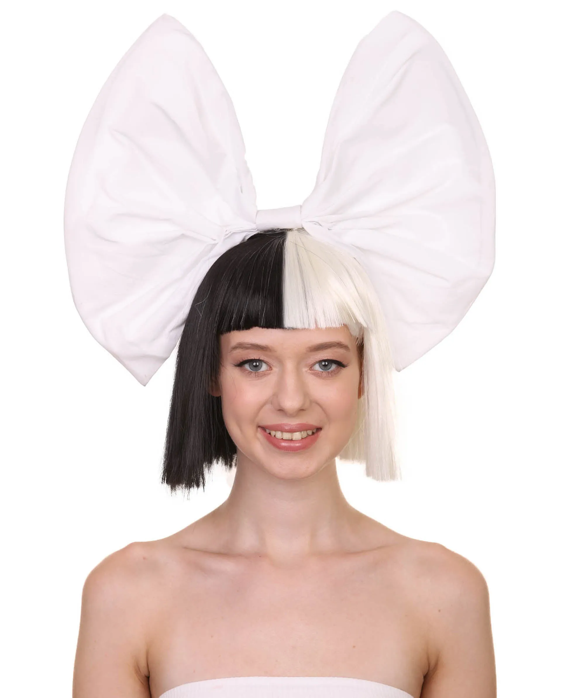 Black and White Split Dye Bob with Bangs | Multiple Color & Style Options