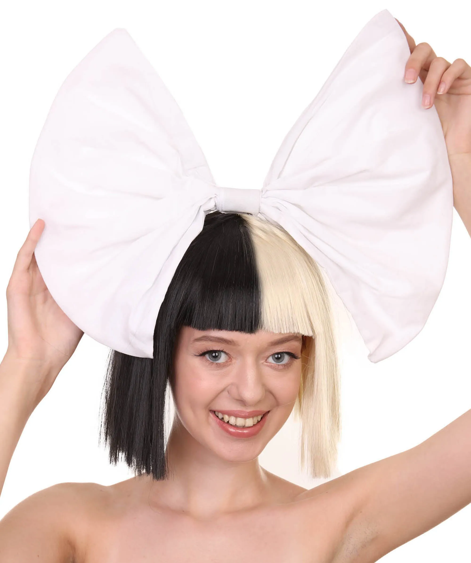 Black and White Split Dye Bob with Bangs | Multiple Color & Style Options