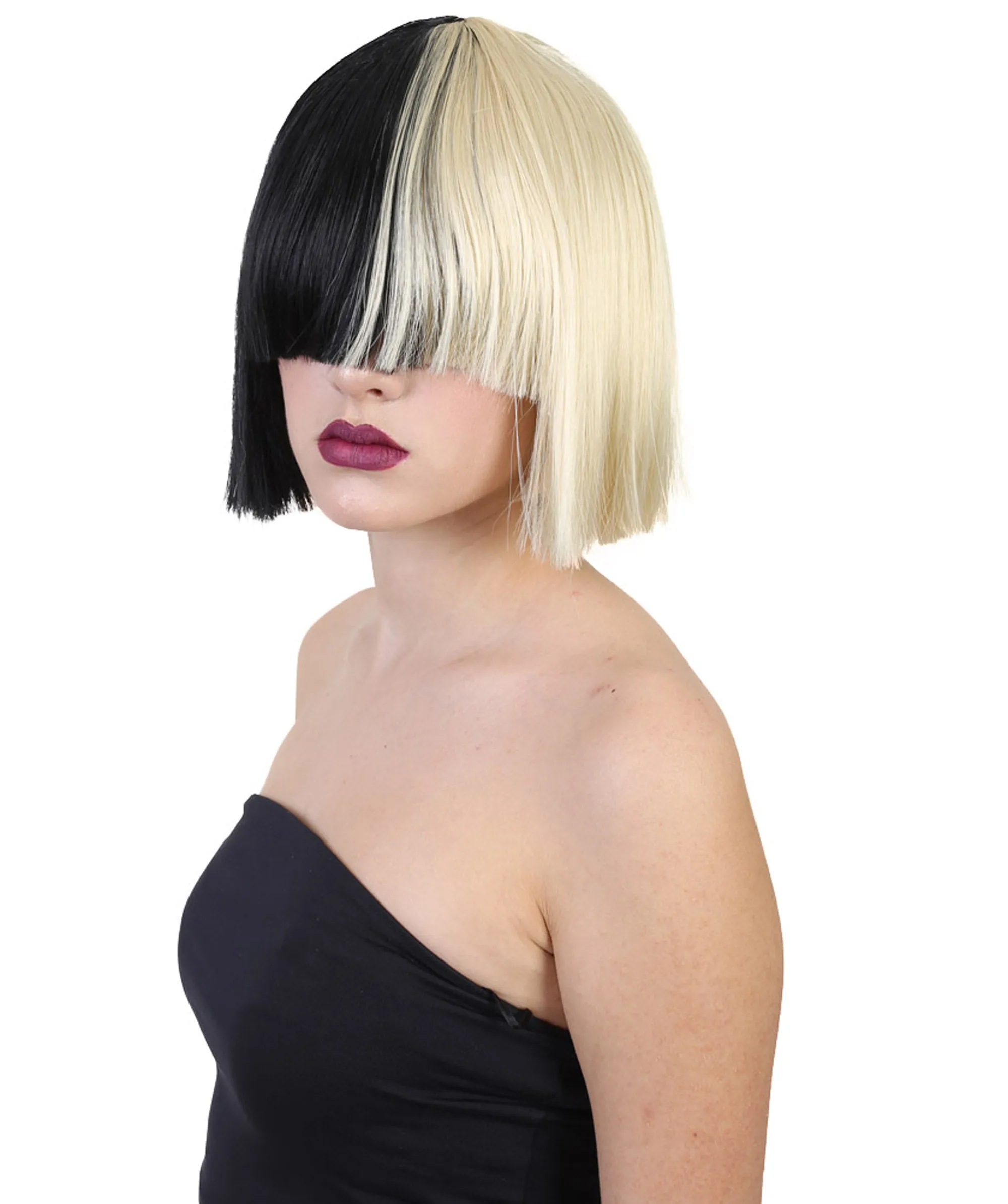 Black and White Split Dye Bob with Bangs | Multiple Color & Style Options