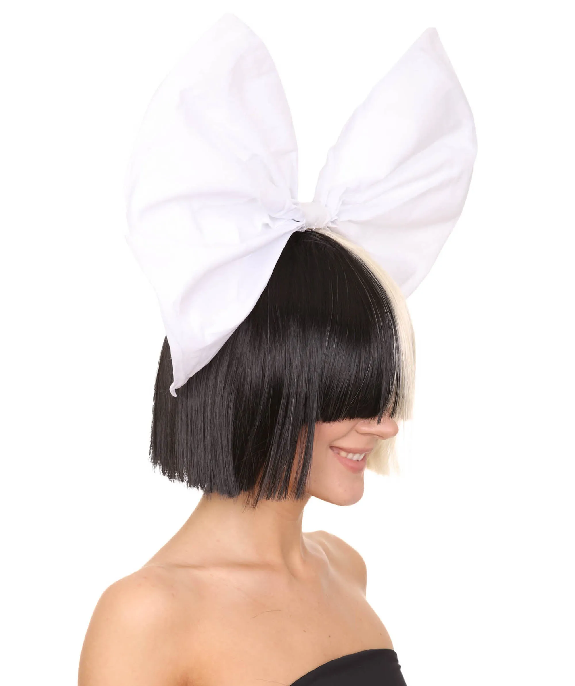 Black and White Split Dye Bob with Bangs | Multiple Color & Style Options