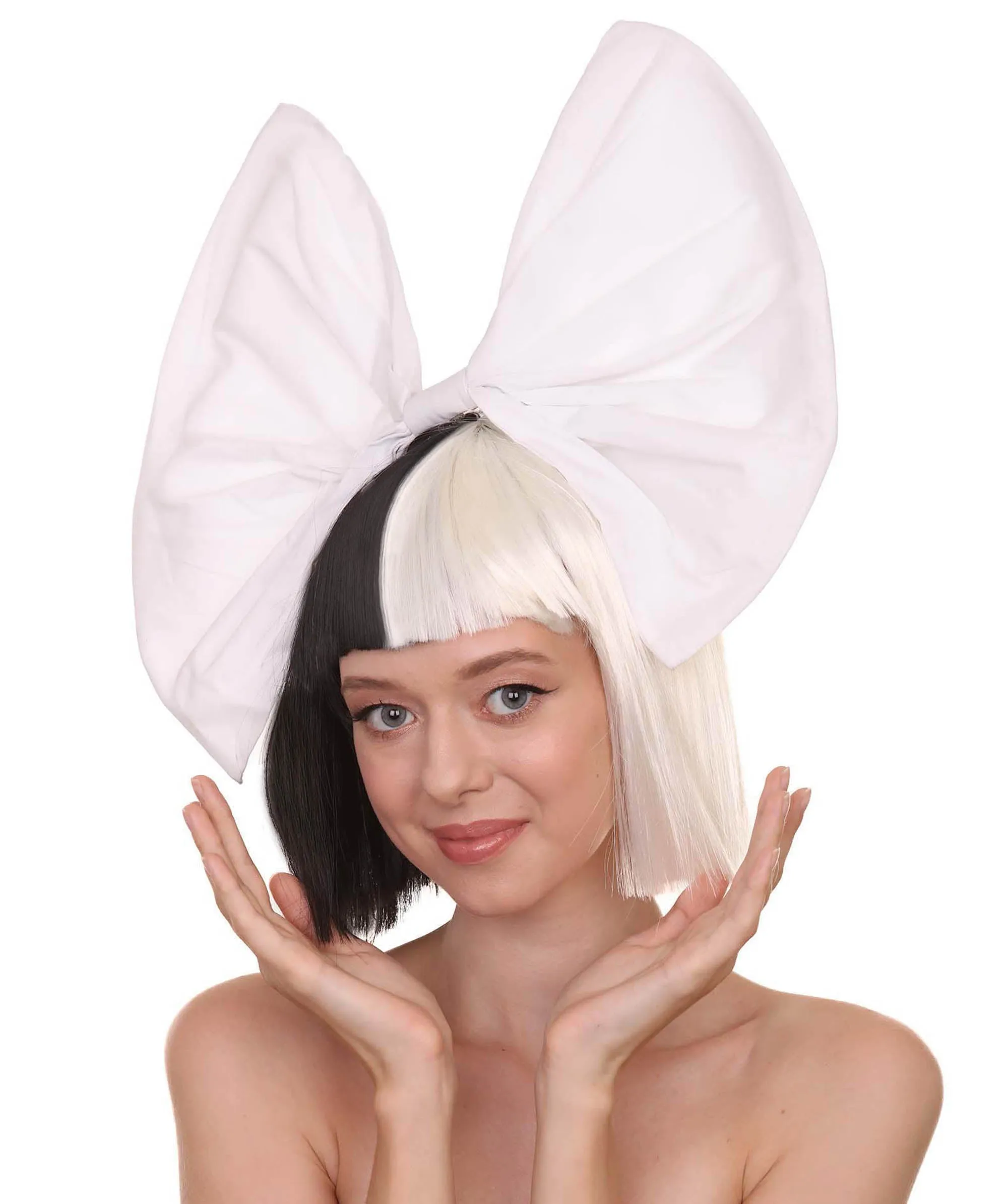 Black and White Split Dye Bob with Bangs | Multiple Color & Style Options