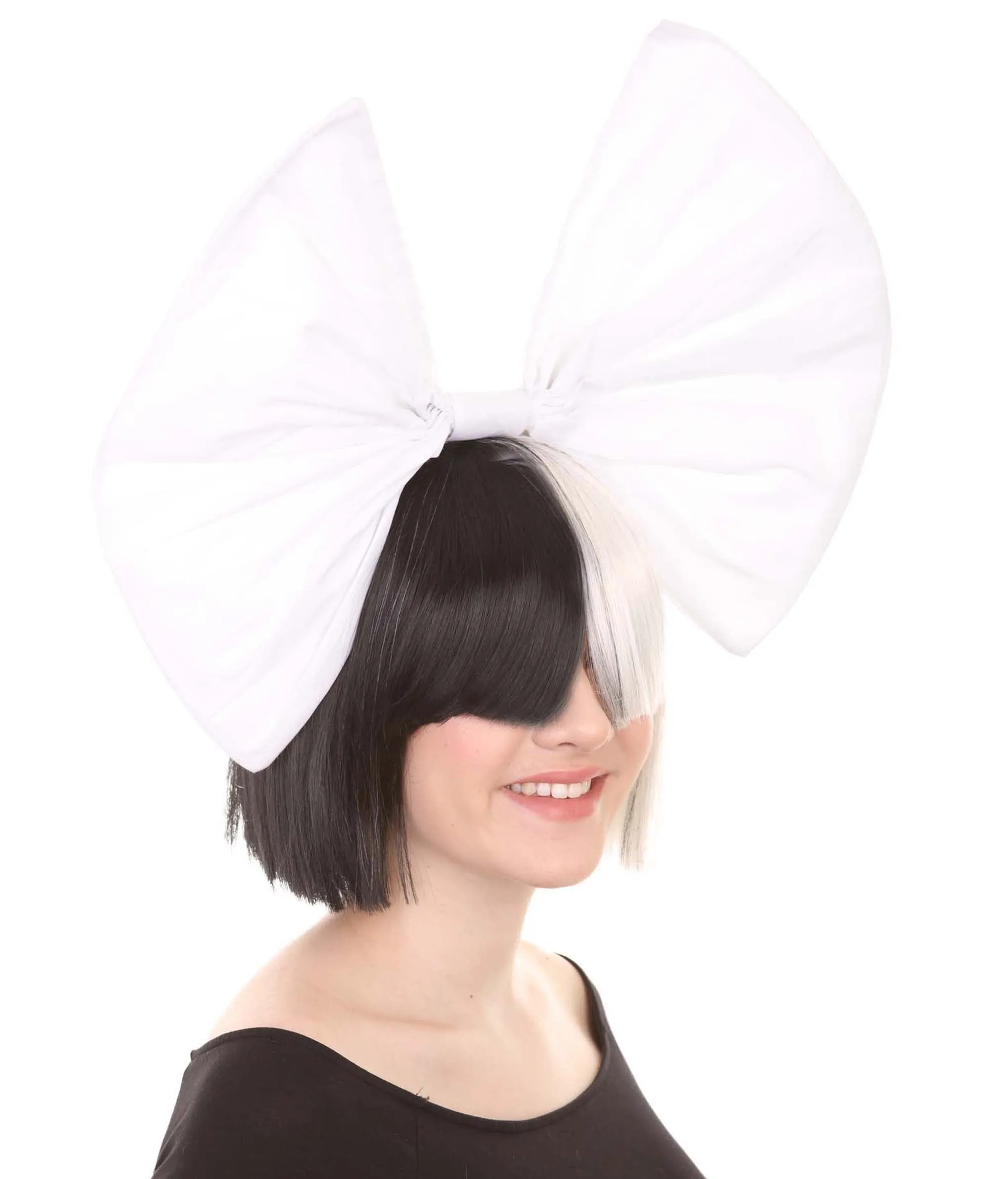 Black and White Split Dye Bob with Bangs | Multiple Color & Style Options