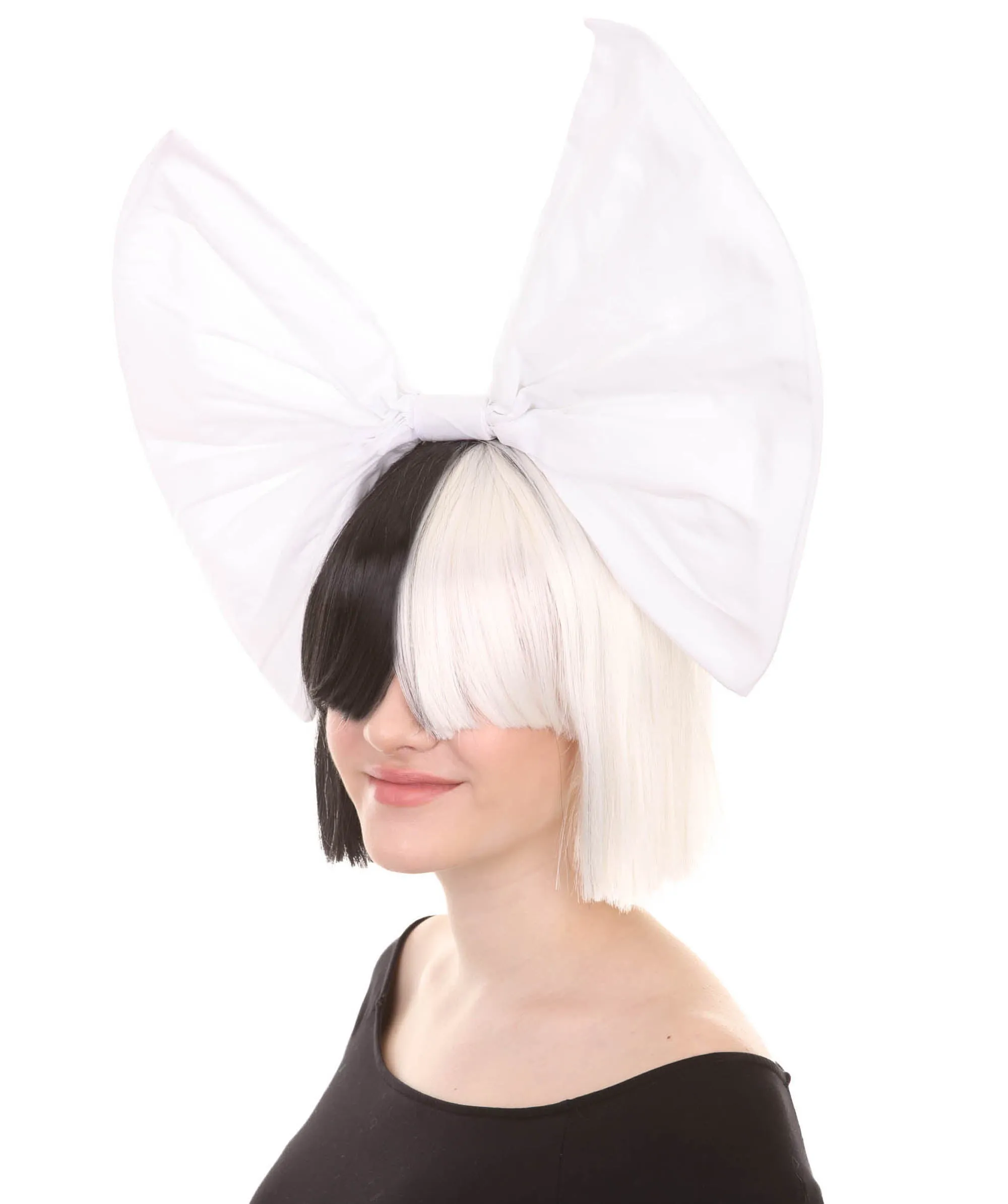 Black and White Split Dye Bob with Bangs | Multiple Color & Style Options