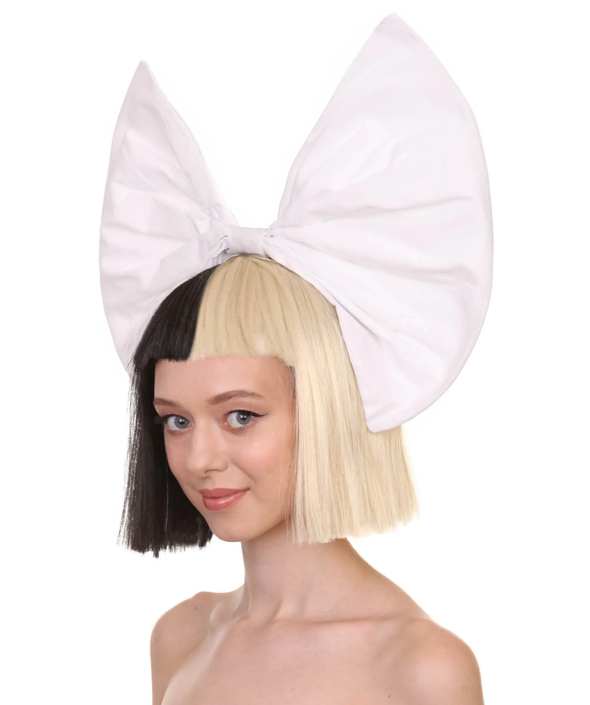 Black and White Split Dye Bob with Bangs | Multiple Color & Style Options