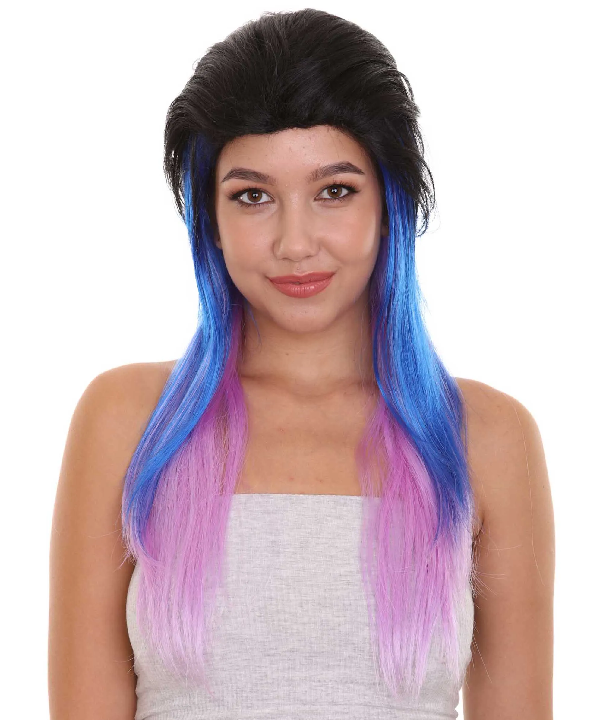 Black Purple and Blue Raving Womens Wig | Cosplay Halloween Wig | Premium Breathable Capless Cap
