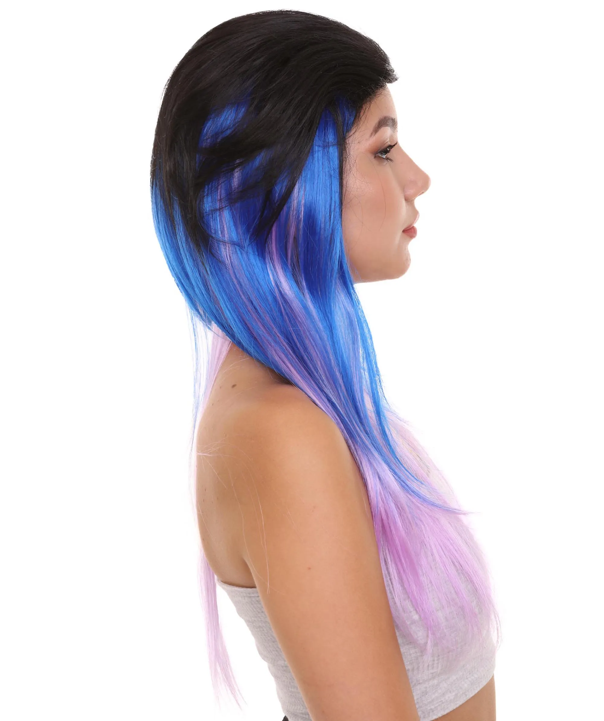 Black Purple and Blue Raving Womens Wig | Cosplay Halloween Wig | Premium Breathable Capless Cap