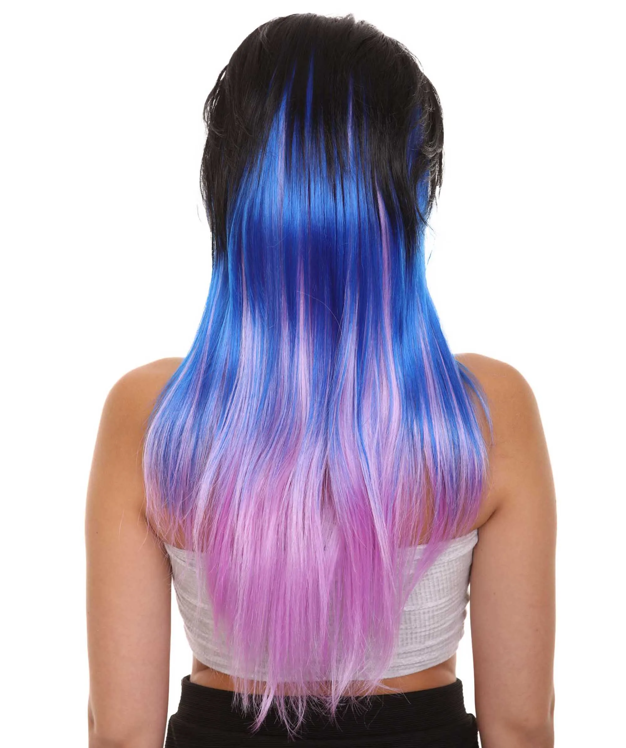 Black Purple and Blue Raving Womens Wig | Cosplay Halloween Wig | Premium Breathable Capless Cap