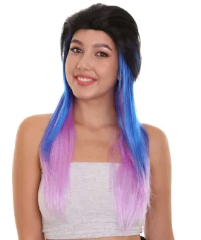Black Purple and Blue Raving Womens Wig | Cosplay Halloween Wig | Premium Breathable Capless Cap