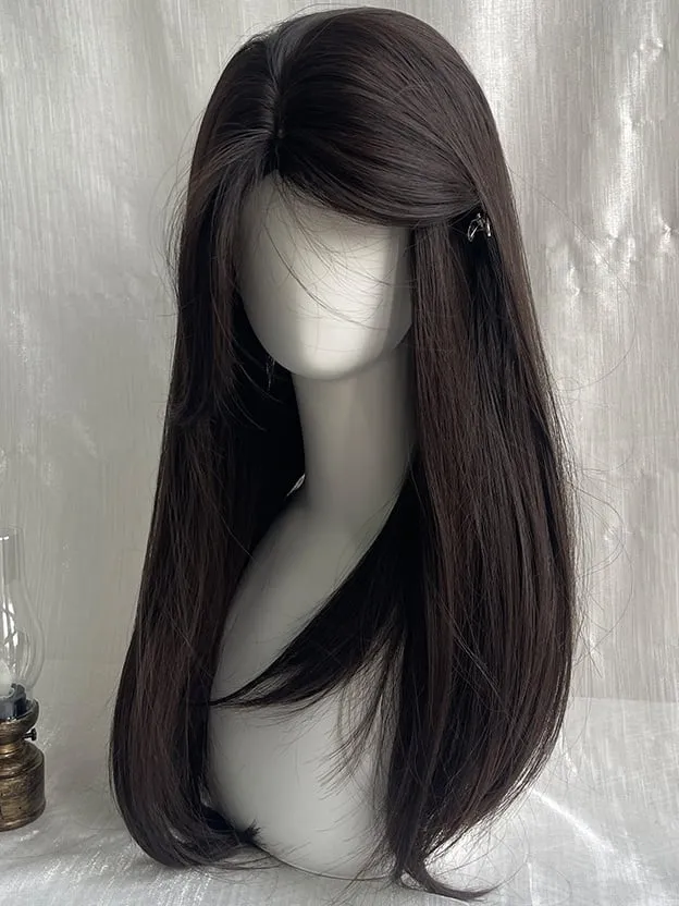 Black Tea Under Bust Length Straight Synthetic Wig