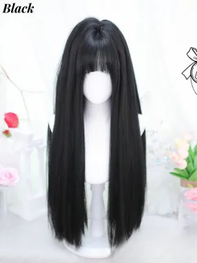 Black/Black Tea/Brown Under Bust Length Straight Wig with Bangs